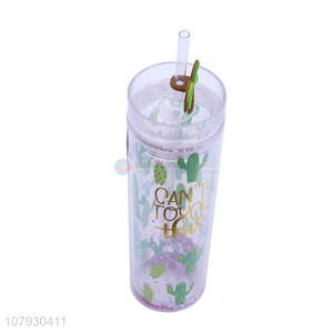 Online wholesale fresh plastic mugs reusable cups milk cup with straw