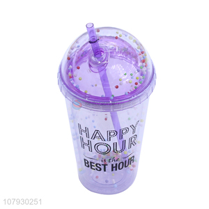 Recent product non-toxic safe summer plastic water cup with straw & lid