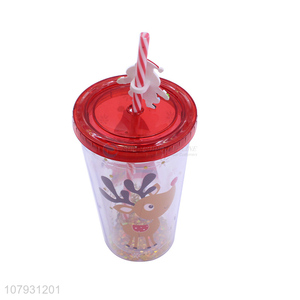 High quality non-toxic safe plastic Christmas tumbler with straw & lid