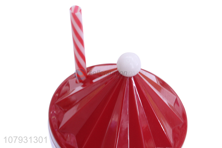 Recent product double-walled straw cup Christmas juice cup with straw