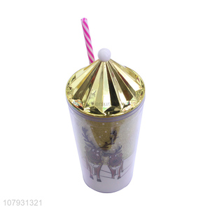 Yiwu market lovely Christmas straw cups Christmas tumbler with straw