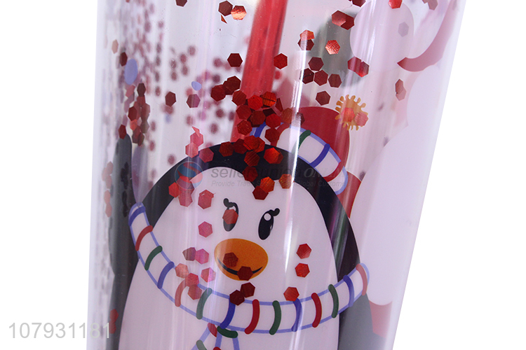 Factory supply Christmas plastic water cup Christmas tumbler with straw