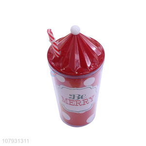 Best selling straw juice cup Christmas plastic tumbler with straw & lid