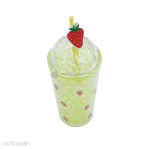 Factory price summer drinking cup plastic ice gel cooling mug with straw