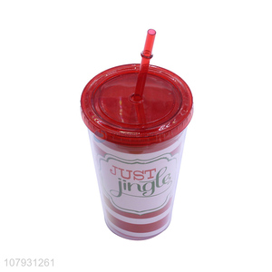 Factory price Christmas plastic water cup Christmas tumbler with straw