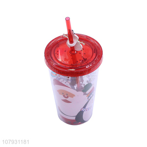 Factory supply Christmas plastic water cup Christmas tumbler with straw