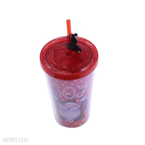 Latest arrival festive straw drinking cup Christmas tumbler with straw