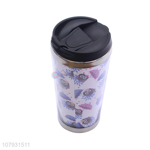 New arrival cartoon printing reusable double-walled tumbler coffee cups with lid