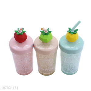 High quality creative summer plastic drinking cup ice gel cooling cup with straw