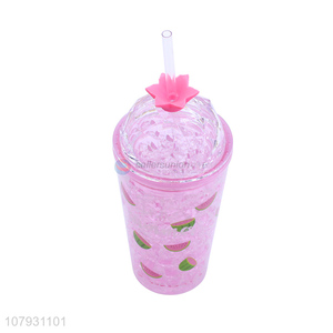 Customized reusable ice gel cooling tumbler cold drinks cup with lid & straw