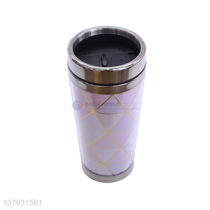 China products geometric pattern reusable eco-friendly plastic coffee cup with lid