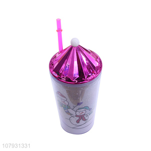 China imports Christmas straw cup double-walled plastic tumbler with straw