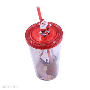 China products reusable plastic straw cups Christmas tumbler with straw