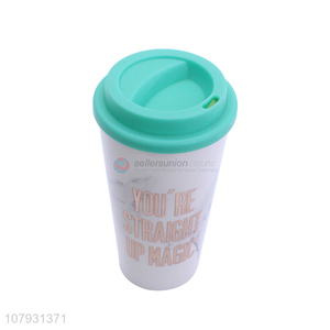 Hot selling tumblers eco-friendly reusable plastic double-walled coffee cup with lid