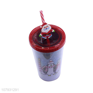 China factory plastic Christmas straw cups Christmas tumbler with straw