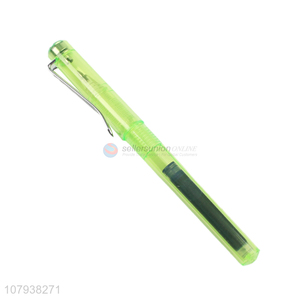 Yiwu Wholesale Green Plastic Fountain Pen Office Ballpoint Pen
