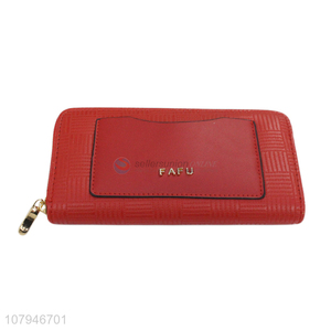 Simple design red fashion lady zipper wallet with top quality