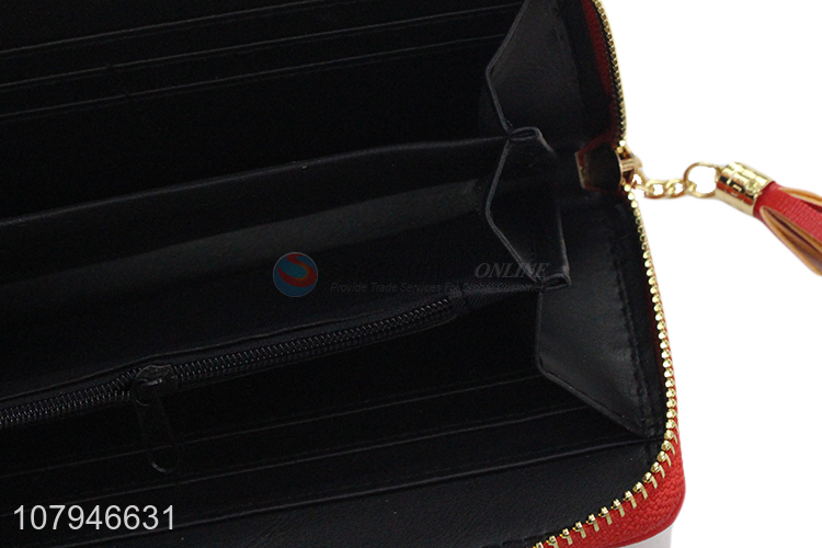 New arrival women red fashion long wallet with top quality