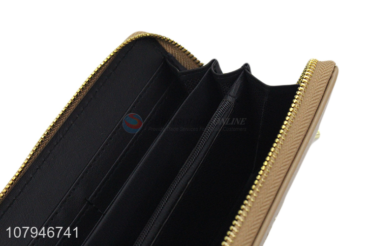 Top selling durable portable women long zipper wallet wholesale