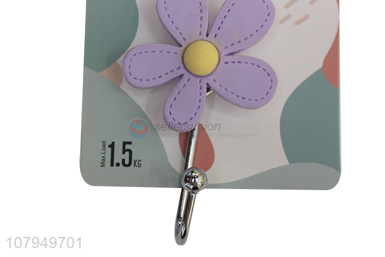 Factory price purple flower sucker universal decorative hooks