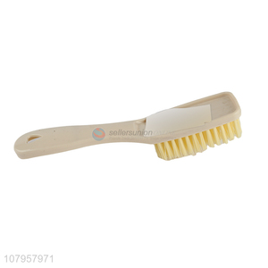 Good quality beige long handle plastic cleaning shoe brush