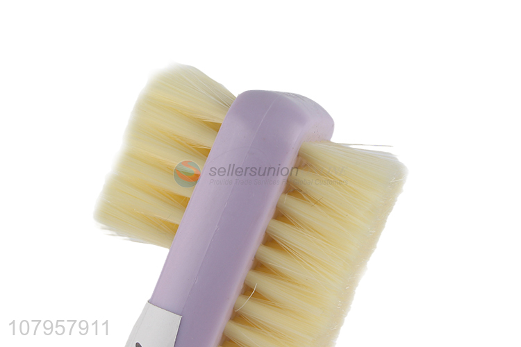 New arrival purple long handle double-sided shoe brush daily cleaning brush