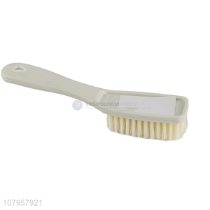 High quality beige plastic shoe brush with long handle daily cleaning brush