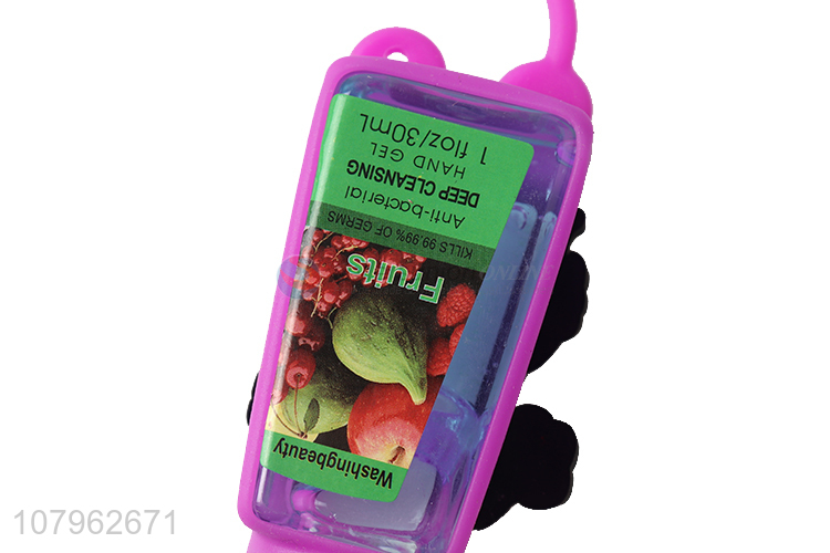 Hot selling fruits scented hanging cartoon silicone holder hand sanitizer