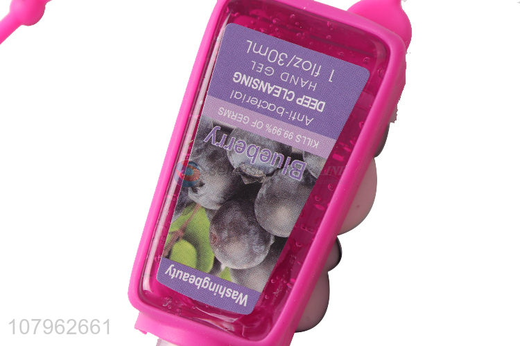 High quality blueberry aroma antibacterial hand gel with cartoon silicone case