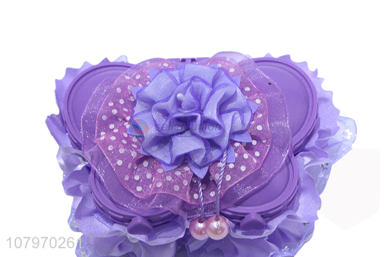 Top product plastic kids princess box jewelry case with flower lid
