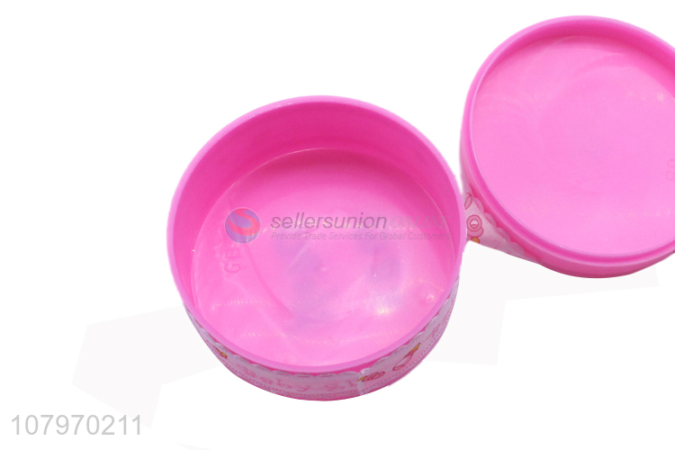 High quality round cartoon baby girl plastic jewelry box case