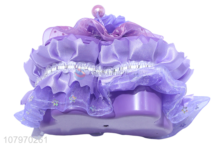 Top product plastic kids princess box jewelry case with flower lid