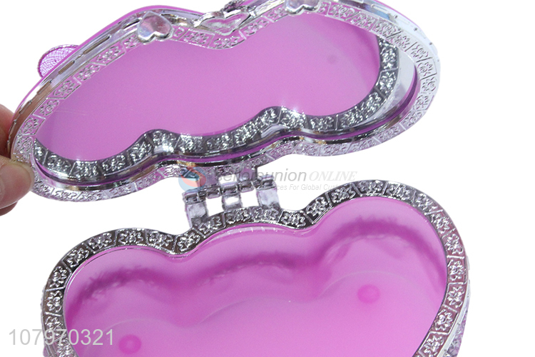 Low price heart shape plastic jewelry case box with butterfly lid