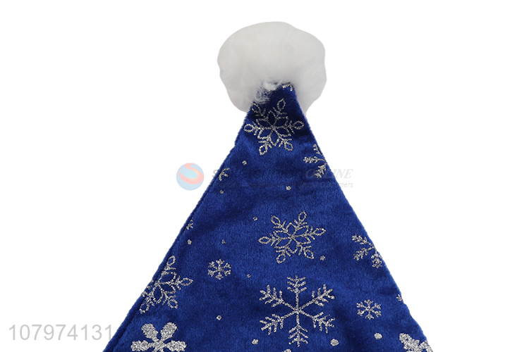 Yiwu wholesale blue printing plush christmas hat party decoration