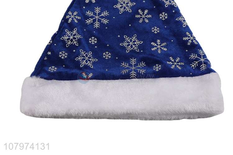 Yiwu wholesale blue printing plush christmas hat party decoration