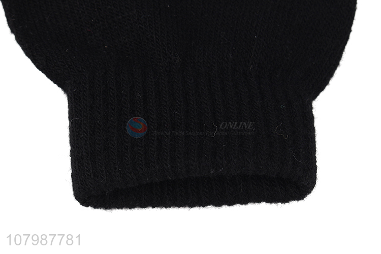 Yiwu wholesale black knitted gloves creative printing children gloves