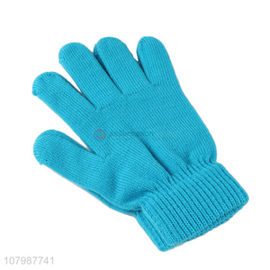 Hot sale blue five-finger gloves winter windproof gloves for ladies