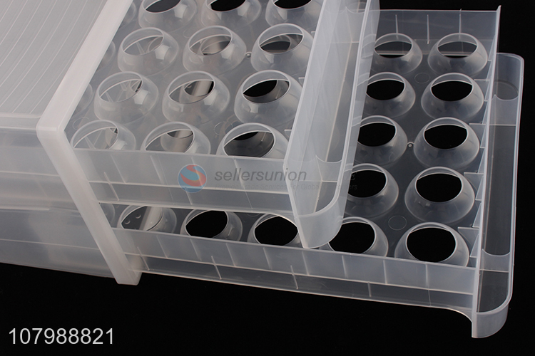 Hot items transparent 60 holes double-layered plastic egg storage box egg holder