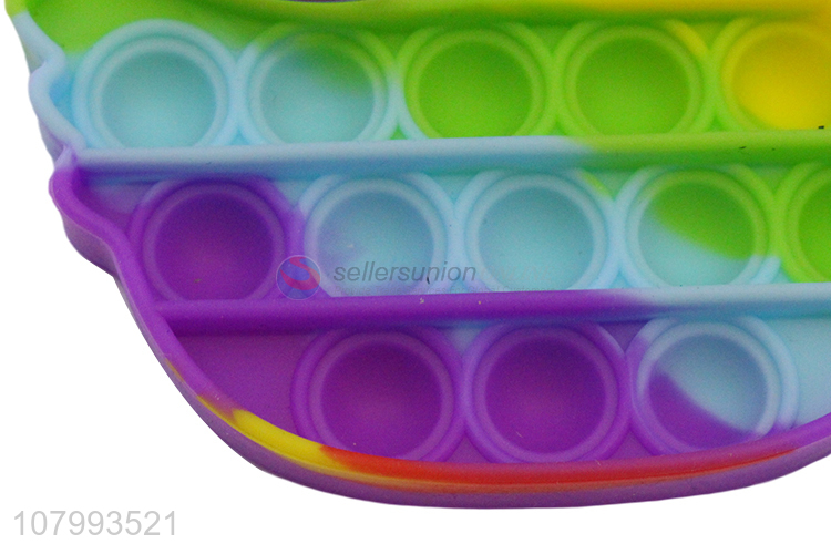 Best Quality Rainbow Duck Shape Push Pop Bubble Fidget Toys Key Ring