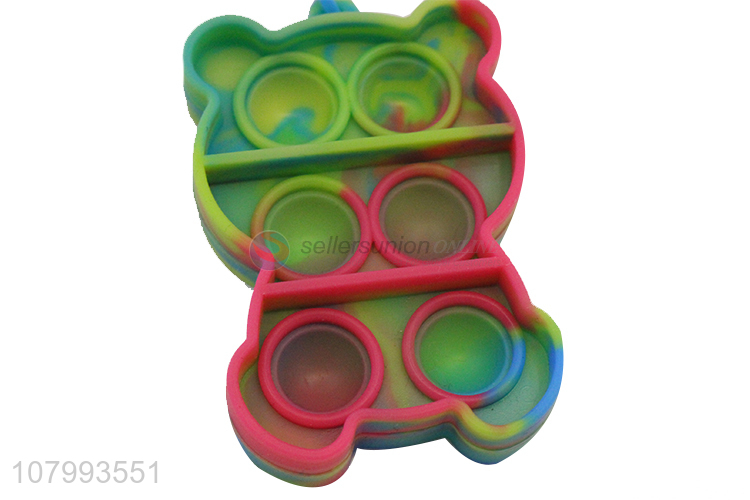 Cartoon Design Silicone Push Pop Bubble Fidget Sensory Toys With Key Ring