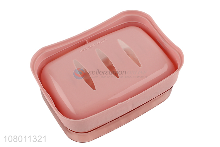 Top quality simple plastic soap box bathroom drain soapbox set