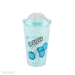 New arrival reusable plastic cups gel freezer mug with lid and straw