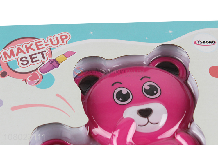 Yiwu market turn cover bear two-layer cosmetics toys set for children