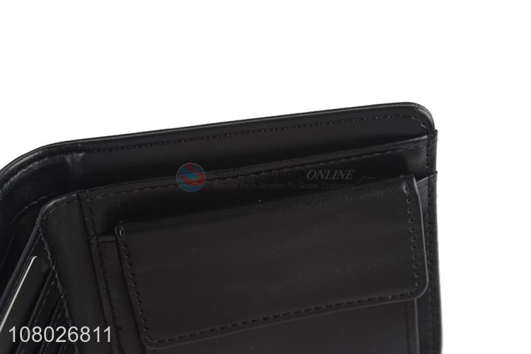 China wholesale black simple style pu leather wallet