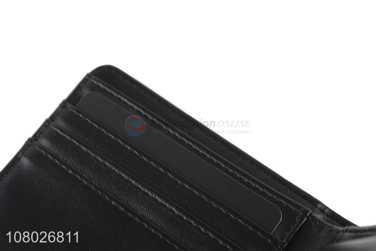 China wholesale black simple style pu leather wallet