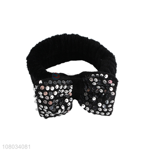 China supplier stylish sequined microfiber makeup headband for washing face