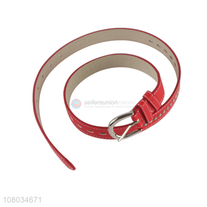 Wholesale Fashion Red Leather Belt Zinc Alloy Buckle Belt