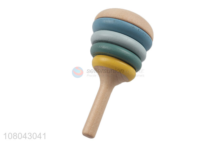 High quality colorful wooden spinning top kindergarten toy for kids