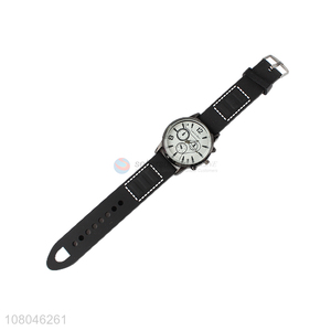 Recent design luminous men quartz watch with pu leather strap