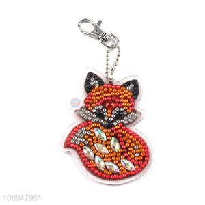 High quality creative DIY stickers diamond fox keychain